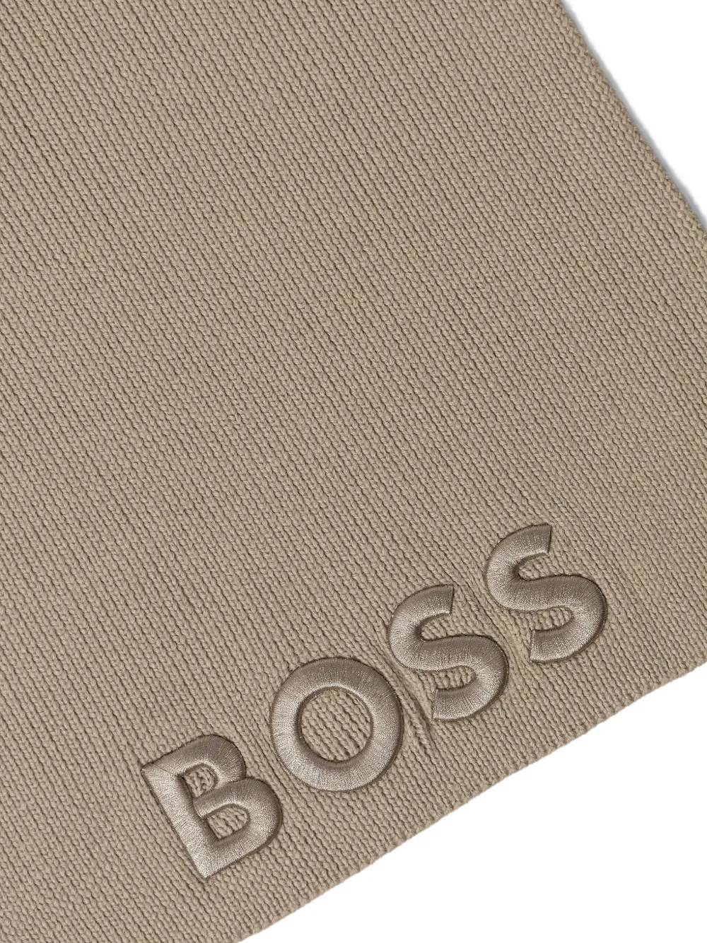 BOSS Sjaal van scheerwol met geborduurd logo - Beige
