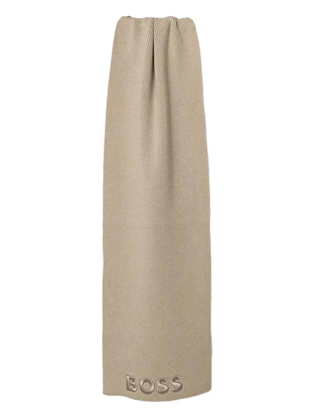 BOSS virgin-wool logo-embroidered scarf - Toni neutri
