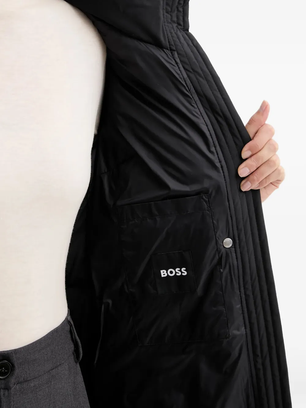 BOSS Donsjack met ceintuur Zwart