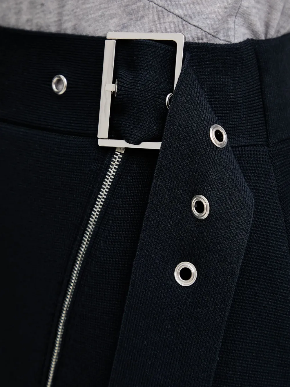 Hugo Boss Buckle Zip Midi Skirt In Blue