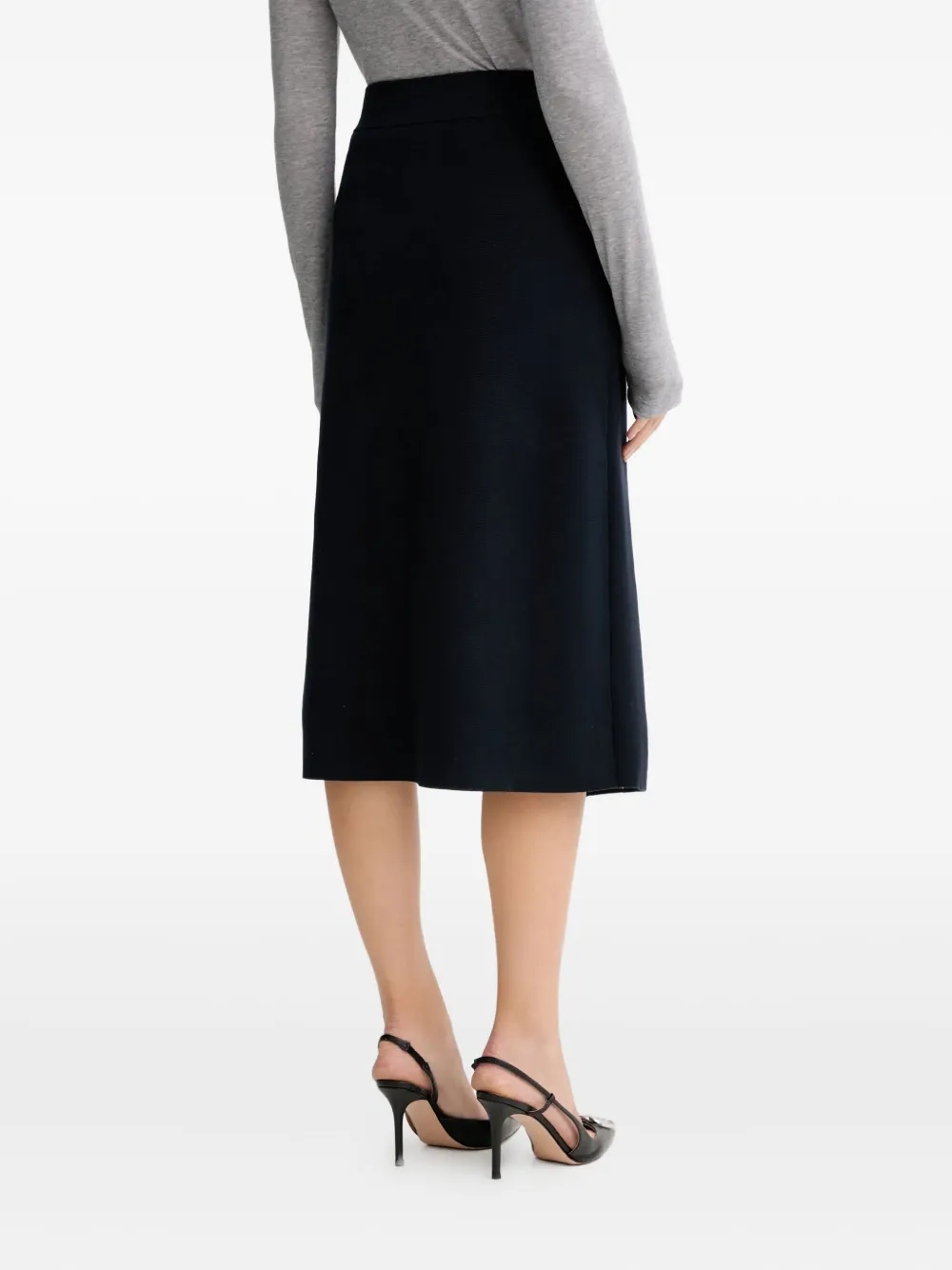 Hugo Boss Buckle Zip Midi Skirt In Blue