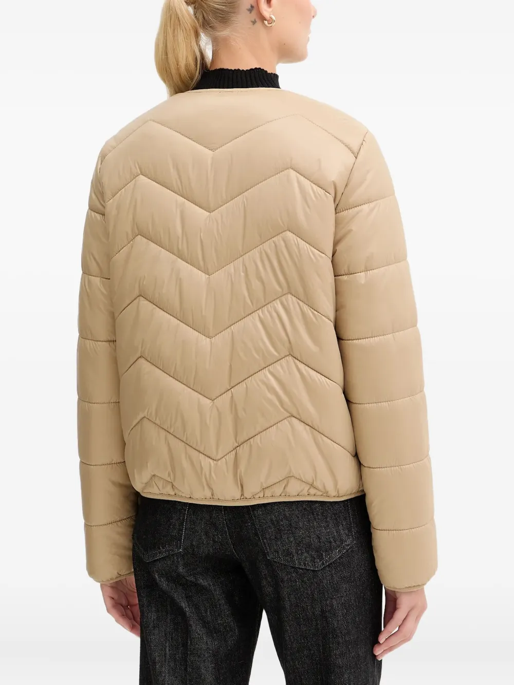 BOSS Gewatteerd jack met chevron patroon Beige