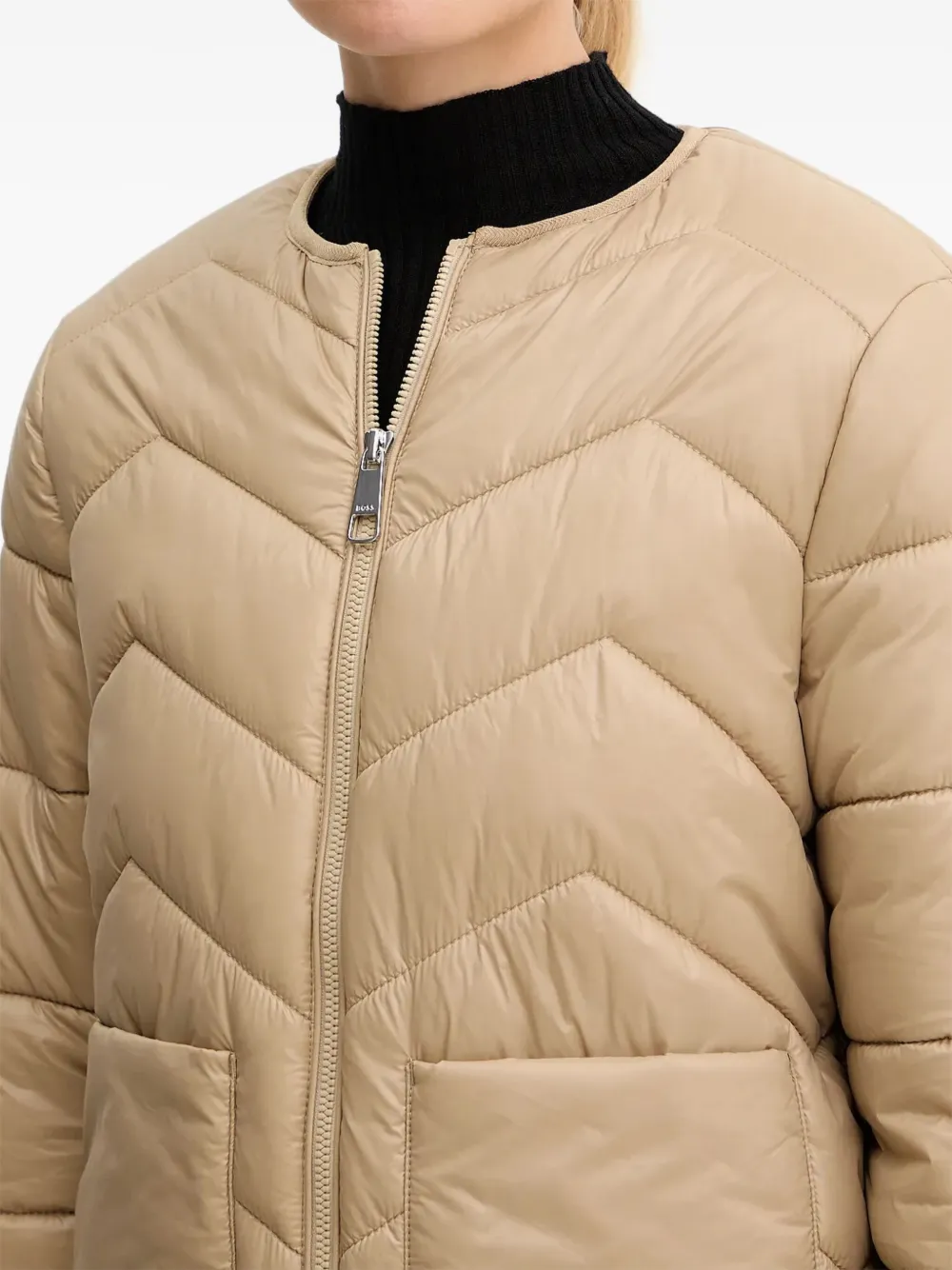 BOSS Gewatteerd jack met chevron patroon Beige