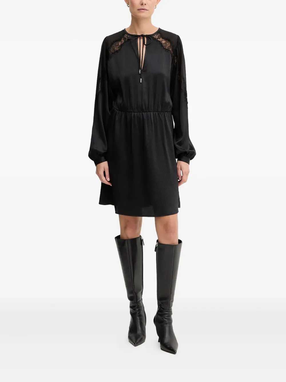 BOSS Mini-jurk met afwerking van kant - Zwart