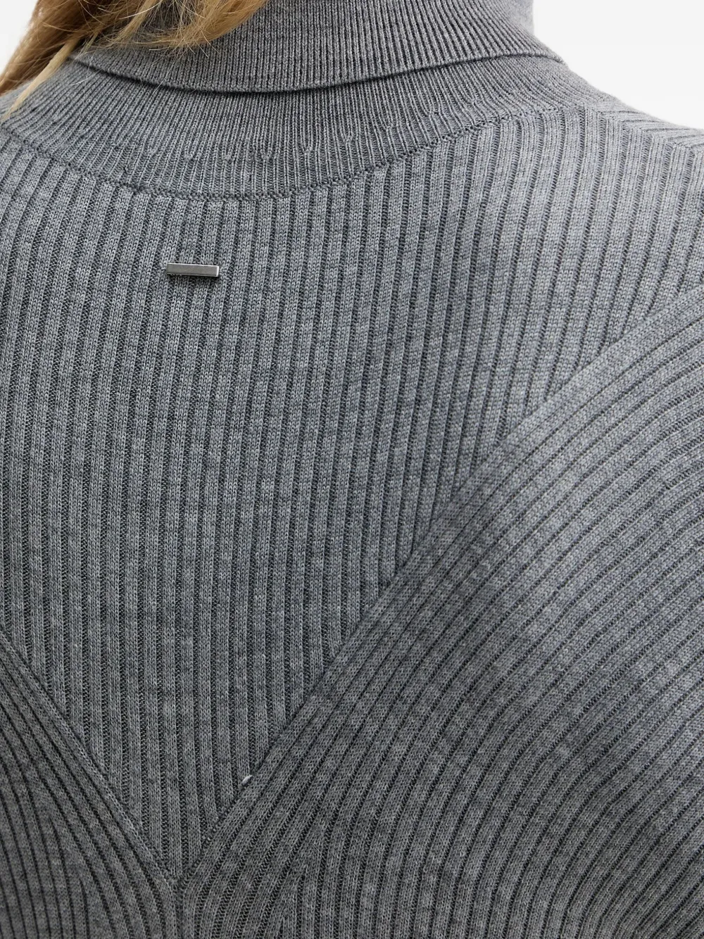 Hugo Boss Ribbed Roll-neck Midi Dress In Gray