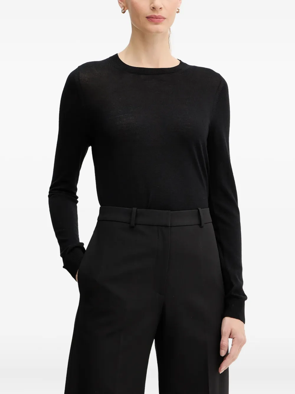 Hugo Boss Ferpina Long-sleeve Sweater In Black