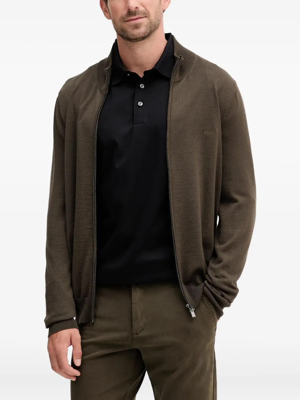 BOSS Auto met rits Bruin