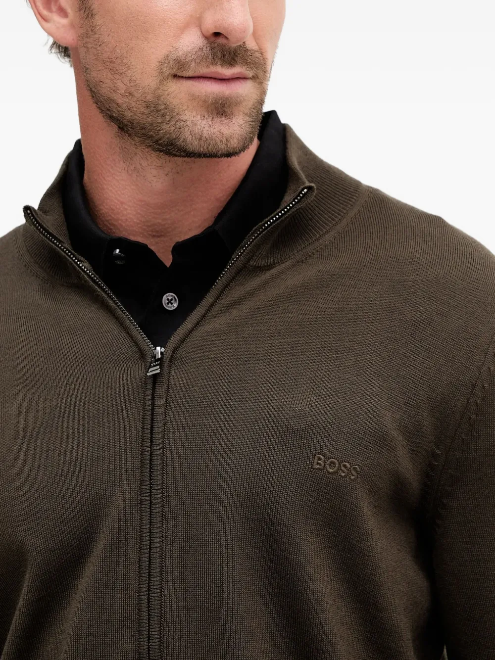 BOSS Auto met rits Bruin