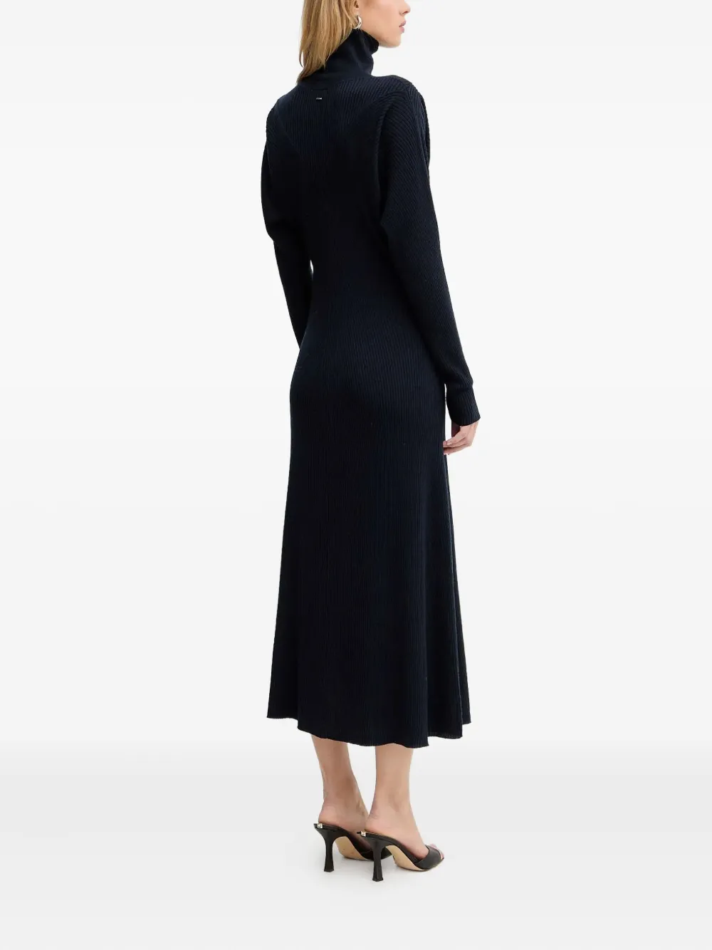 Hugo Boss Roll-neck Midi Dress In Black