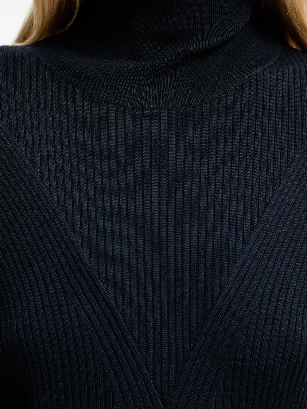 Hugo Boss Roll-neck Midi Dress In Black