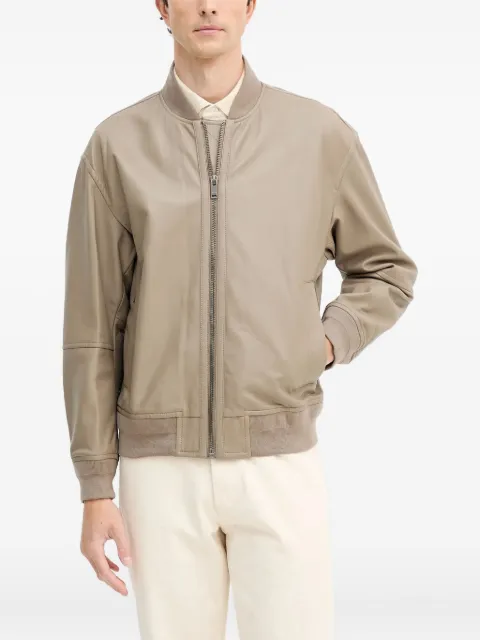 BOSS veste en cuir Jobrice à fermeture zippée