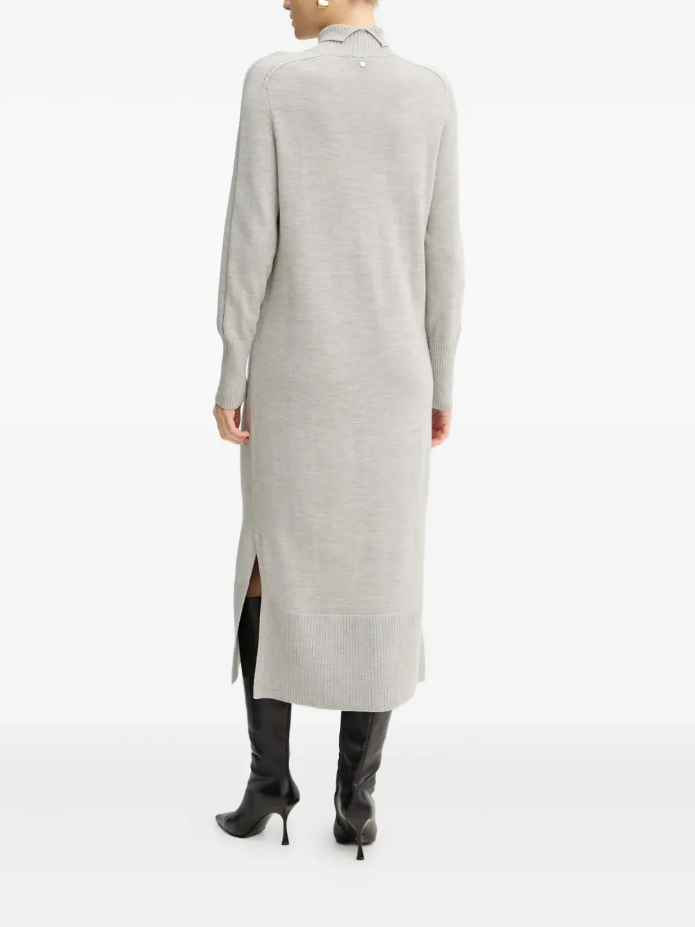 Hugo Boss Roll-neck Midi Dress In Gray