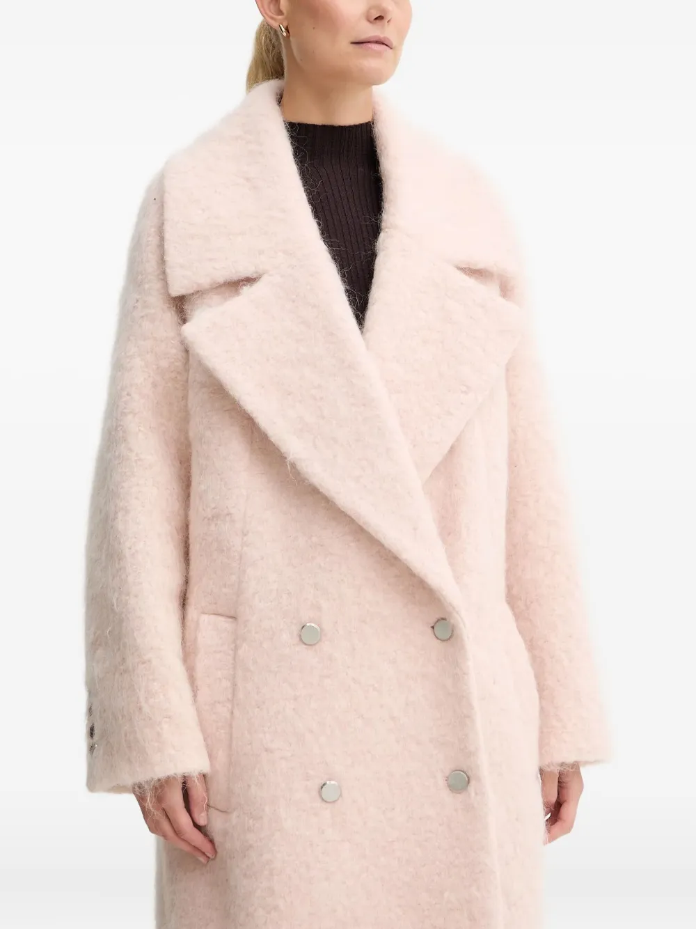 Hugo Boss Double-breasted Belted Coat In Pink