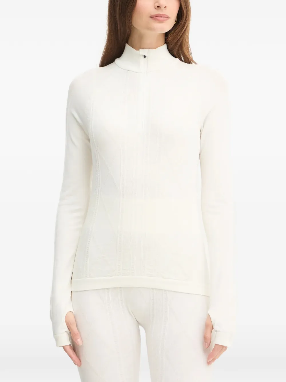 BOSS zip mock neck knitwear - Bianco