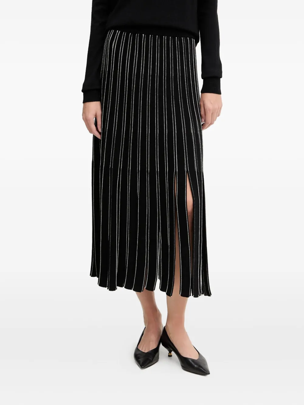 Hugo Boss Boss Fatrina Pleated Midi Skirt In Black