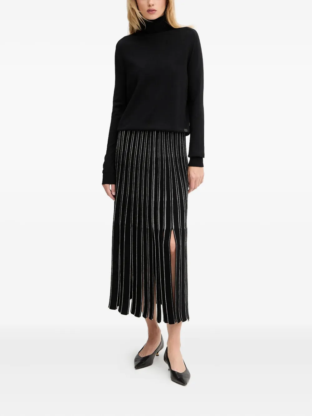 BOSS striped midi skirt - Zwart