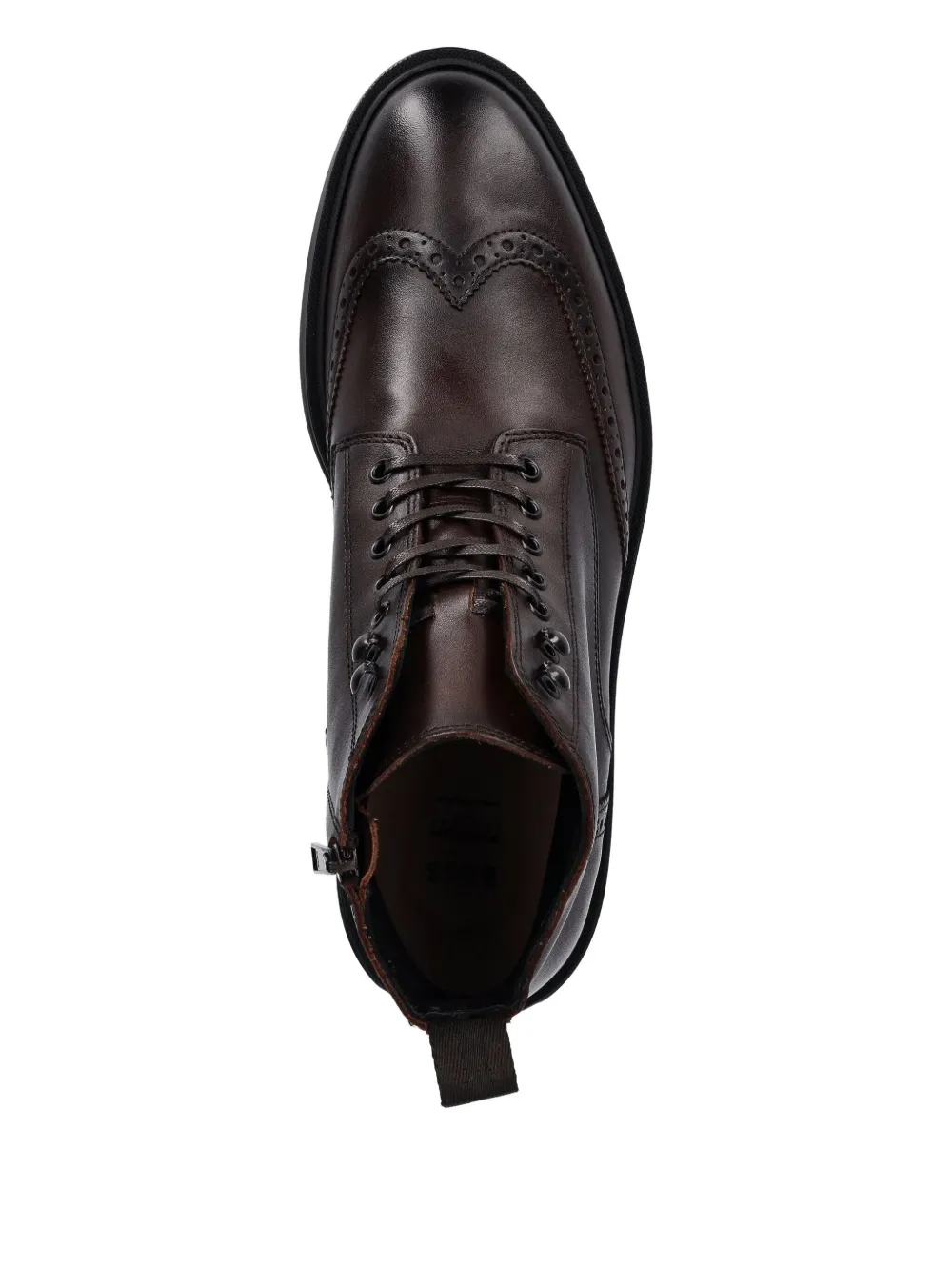 BOSS Leren veterlaarzen Bruin