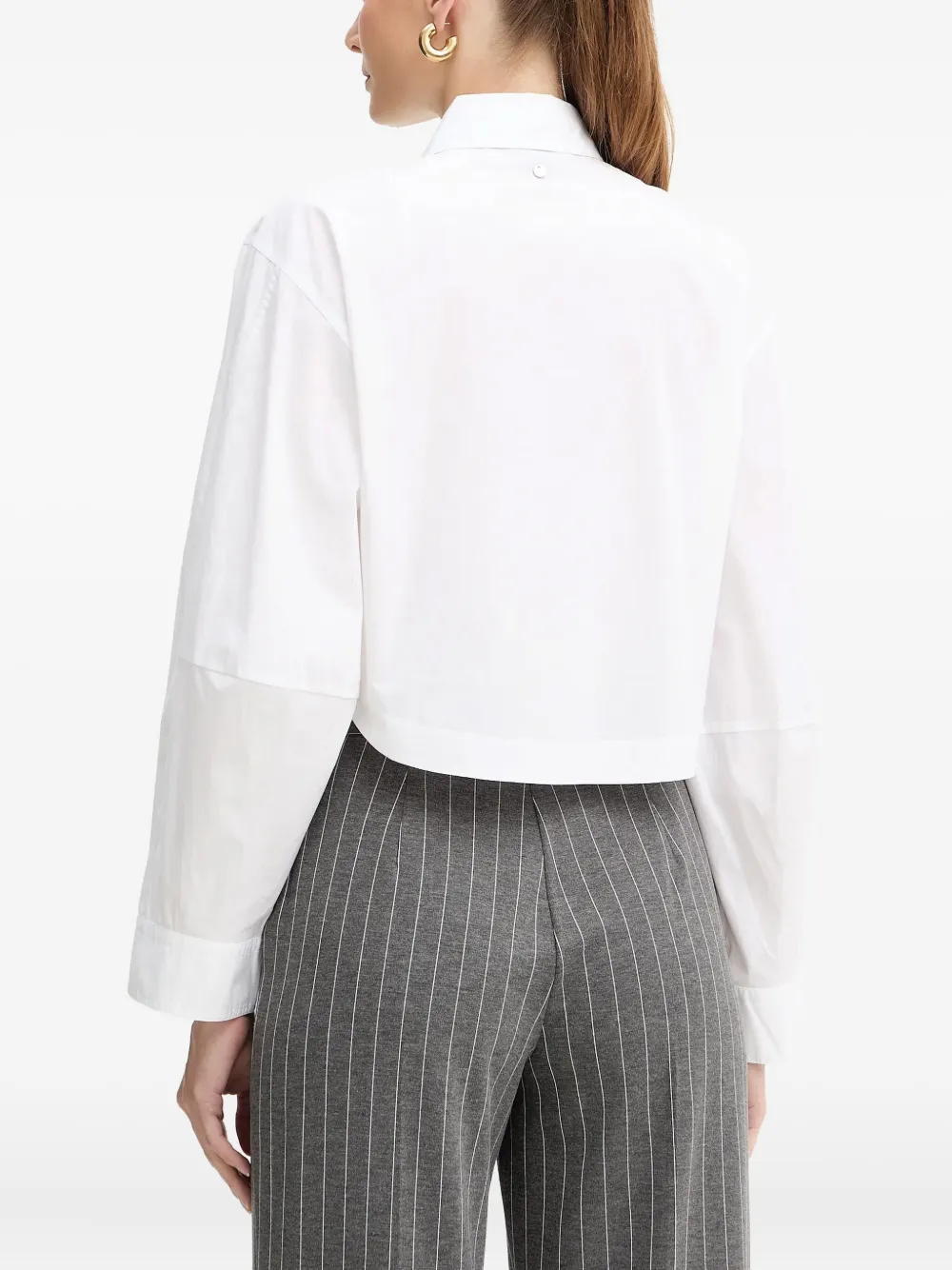 BOSS Blouse met lange mouwen en zak Wit