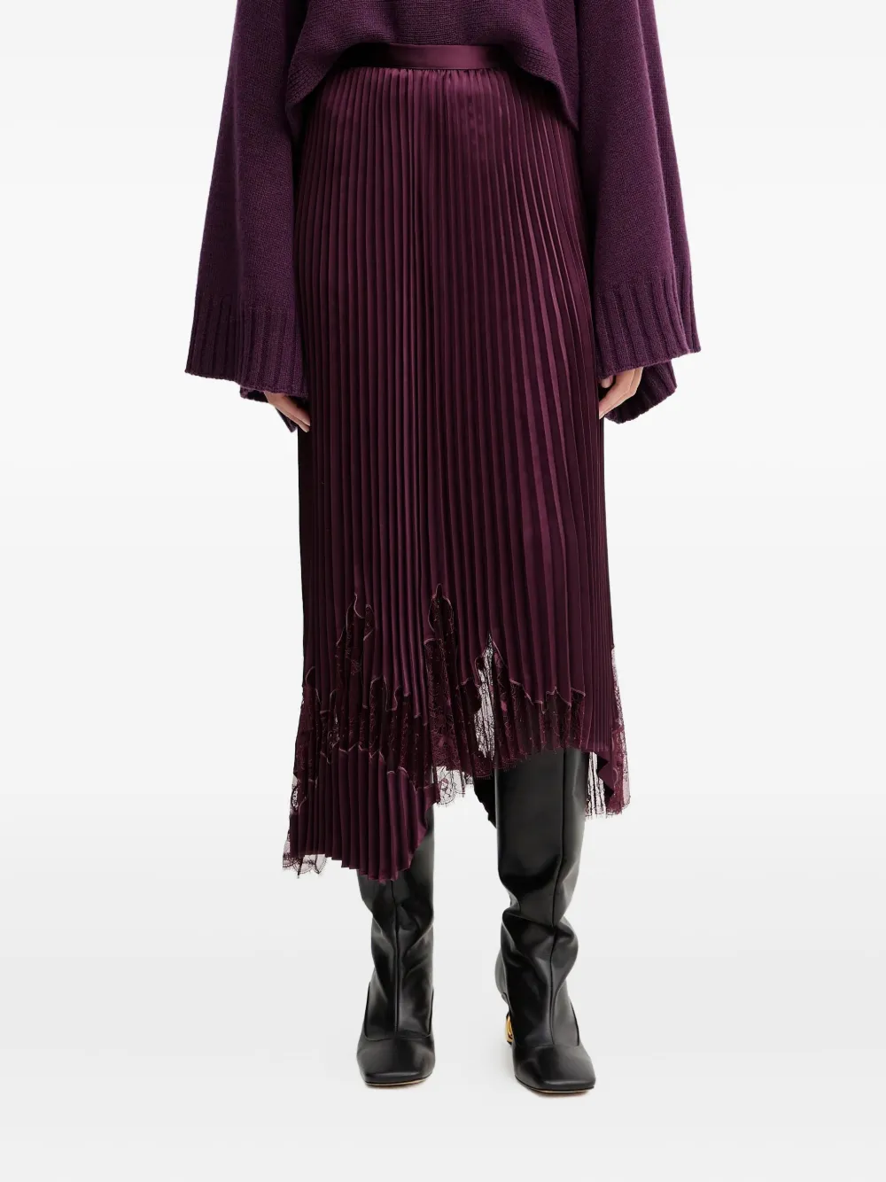 Hugo Boss Pleated Midi Skirt In Purple