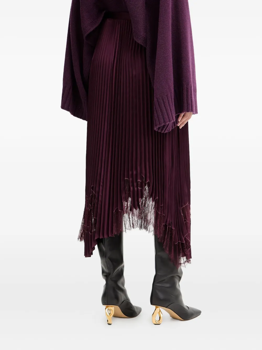 Hugo Boss Pleated Midi Skirt In Purple