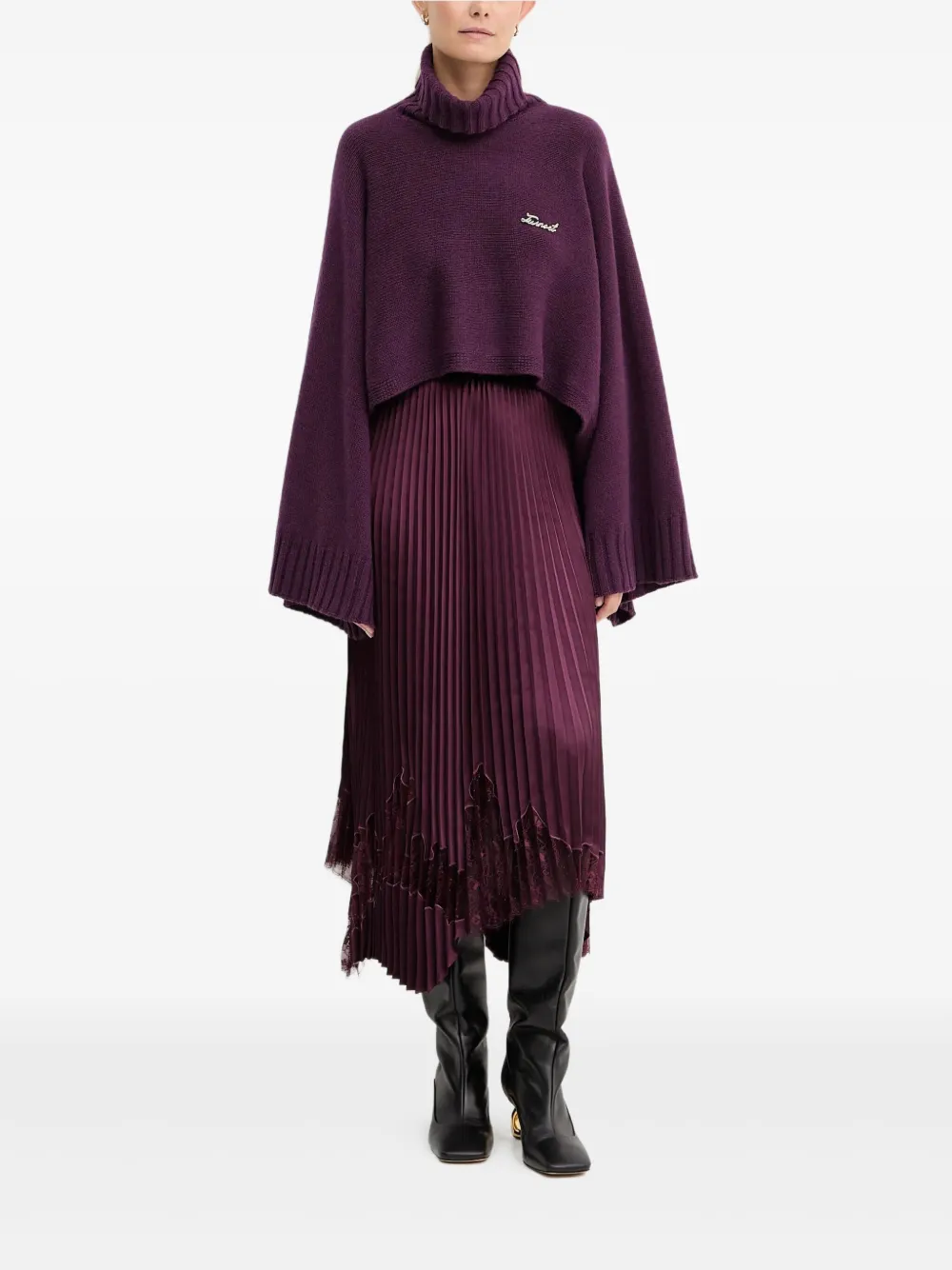Hugo Boss Pleated Midi Skirt In Purple
