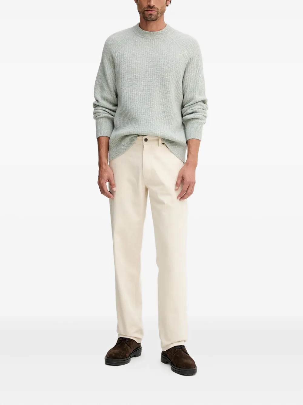 BOSS Klacier geribbelde trui - Groen