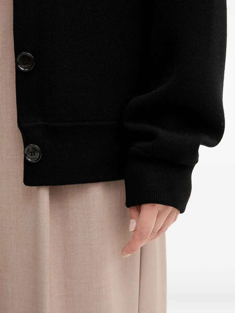 Hugo Boss Buttoned Cardigan In Black