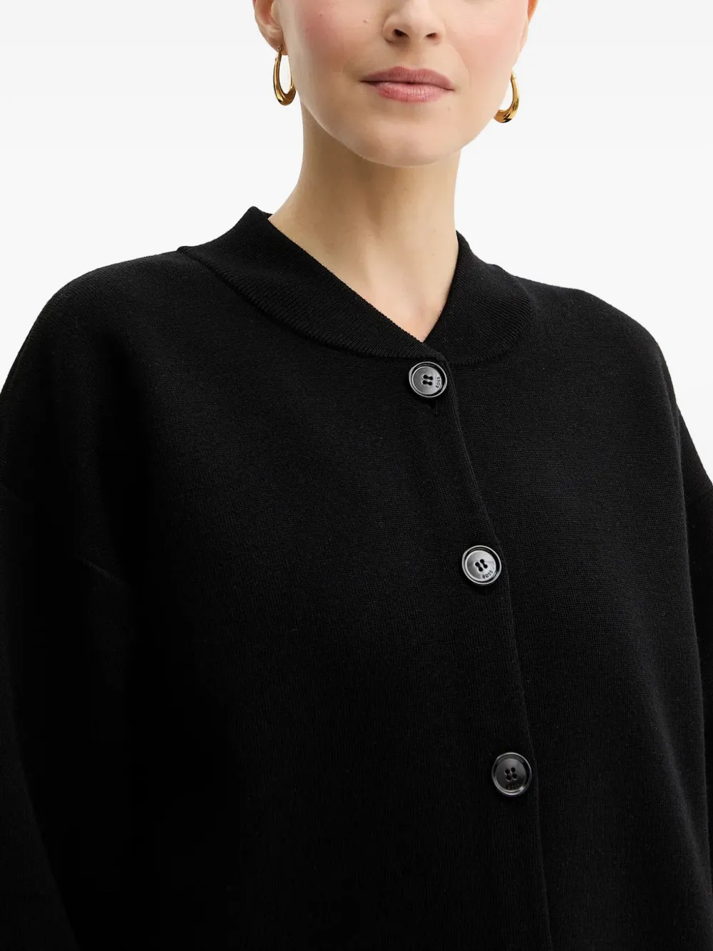 Hugo Boss Buttoned Cardigan In Black