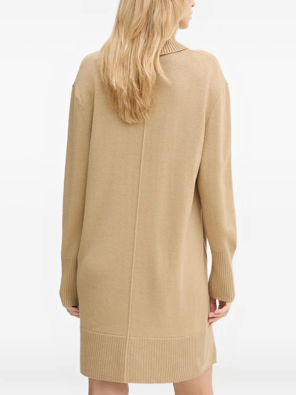 Hugo Boss Roll-neck Ribbed Mini Dress In Animal Print