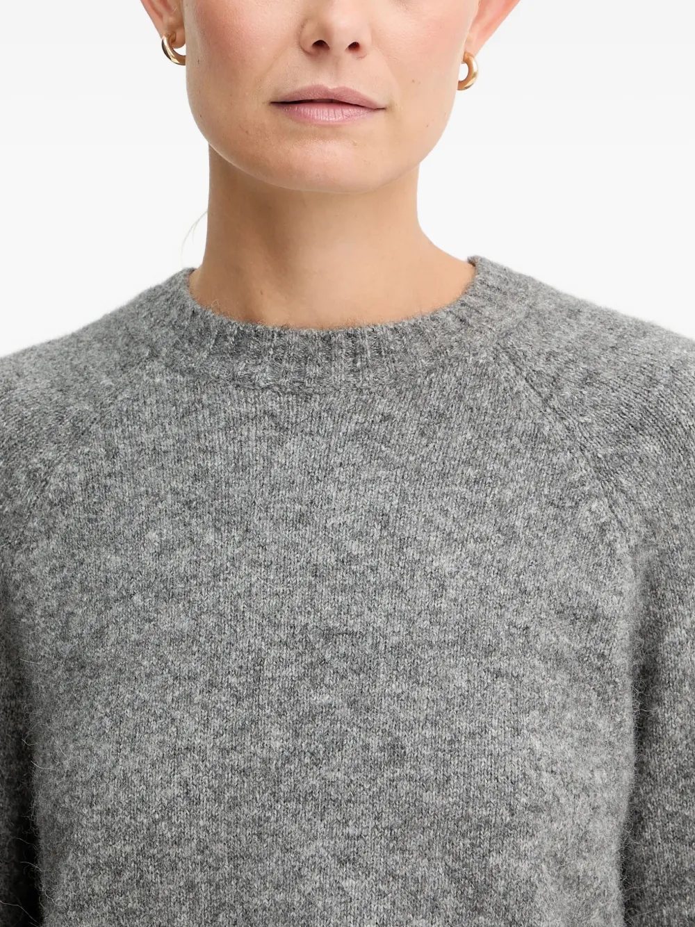 Hugo Boss Ribbed Crew-neck Sweater In Gray