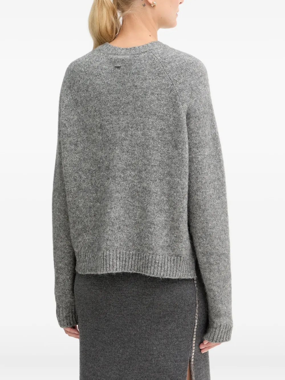 Hugo Boss Ribbed Crew-neck Sweater In Gray