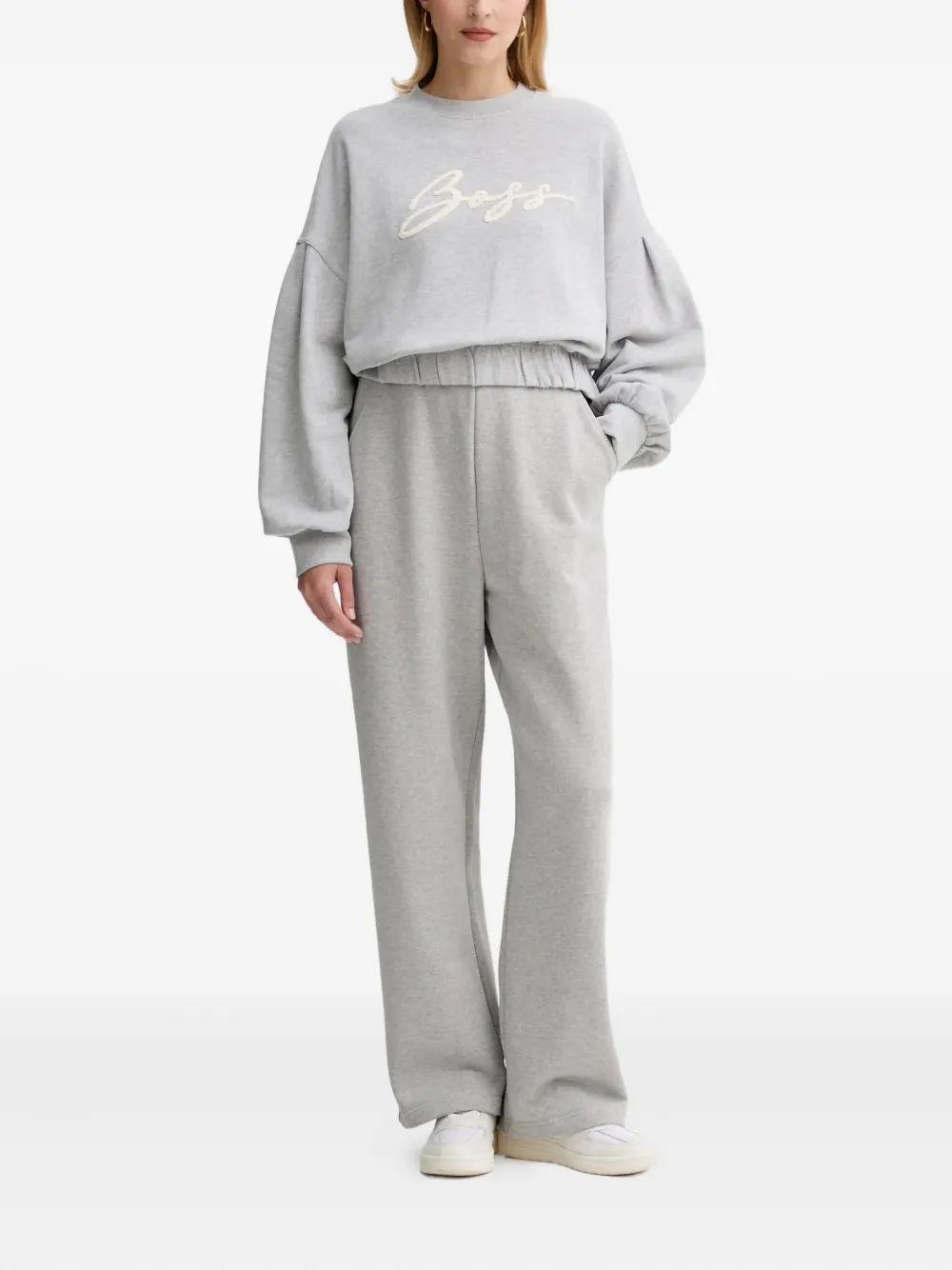 Hugo Boss Logo-embroidered Sweatshirt In Gray