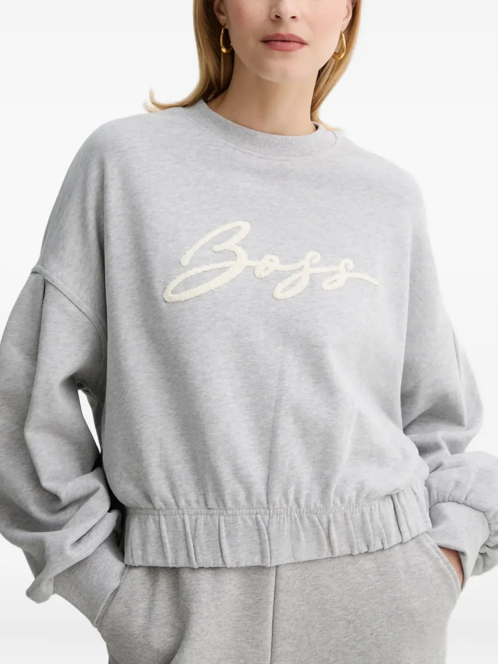 Hugo Boss Logo-embroidered Sweatshirt In Gray