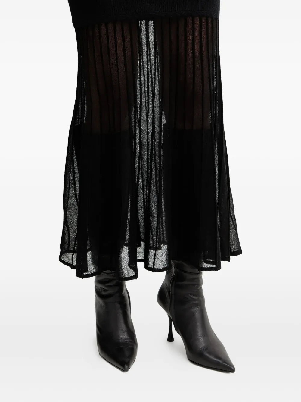 Hugo Boss Puff-sleeves Midi Dress In Black