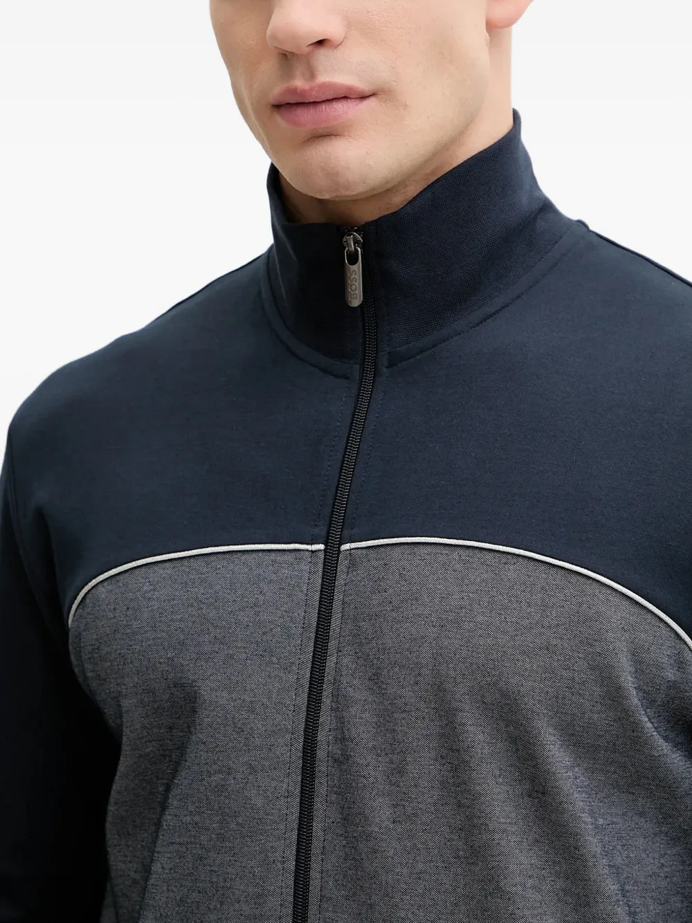 BOSS Sweater met colourblocking en rits Blauw