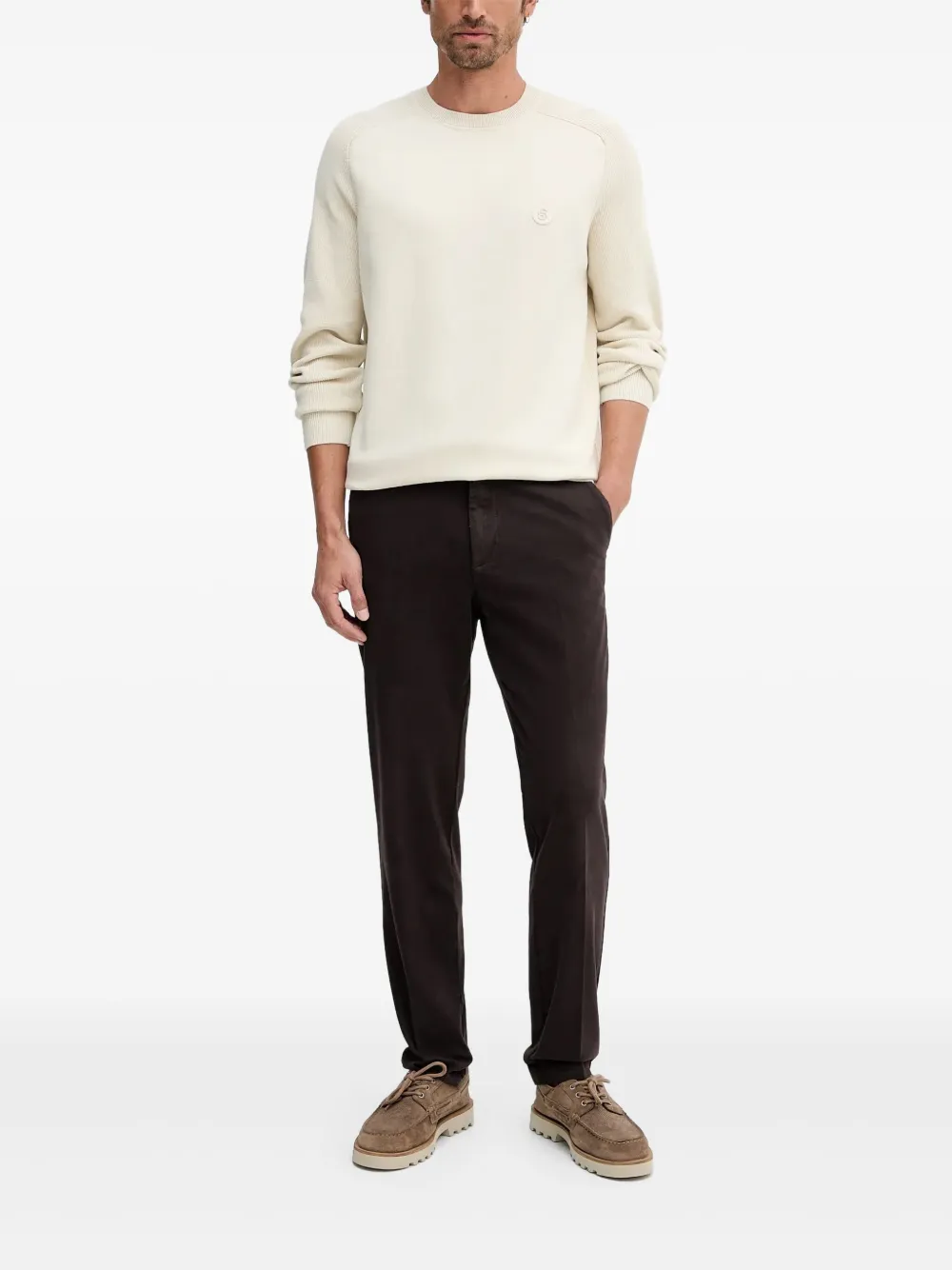 BOSS logo-patch sweater - Beige