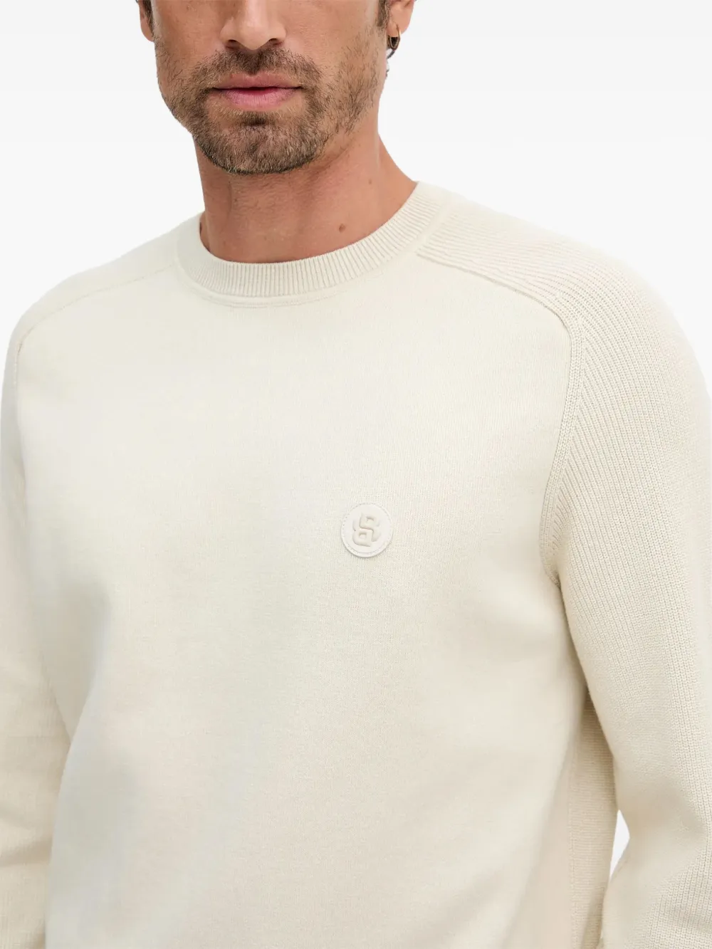 BOSS Trui met logopatch Beige