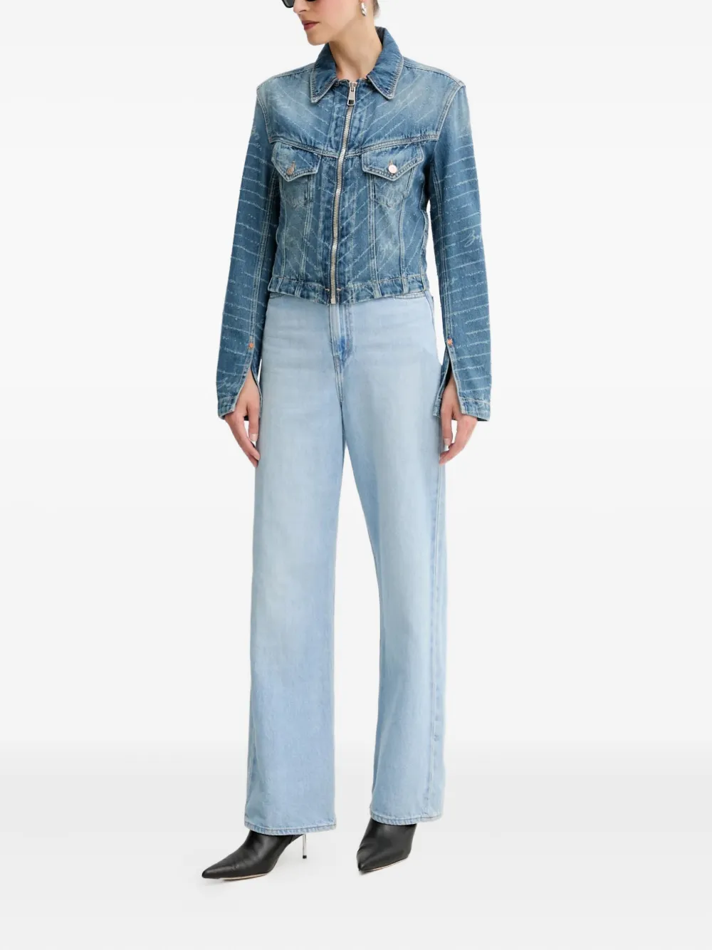 BOSS Denim jack met logoprint Blauw