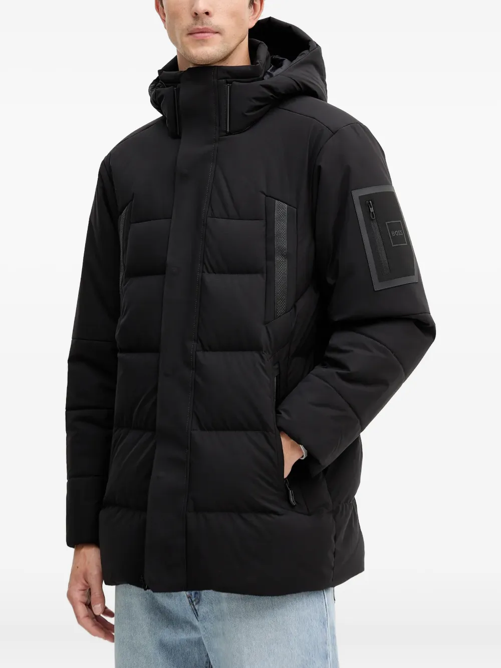 BOSS hooded padded jacket | Black | Image 1