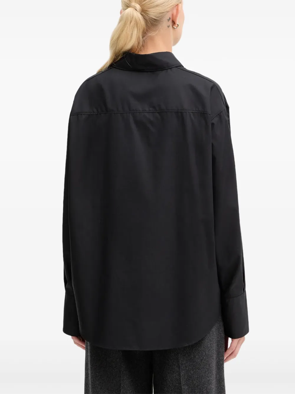 Hugo Boss Long-sleeve Cotton Shirt In Black