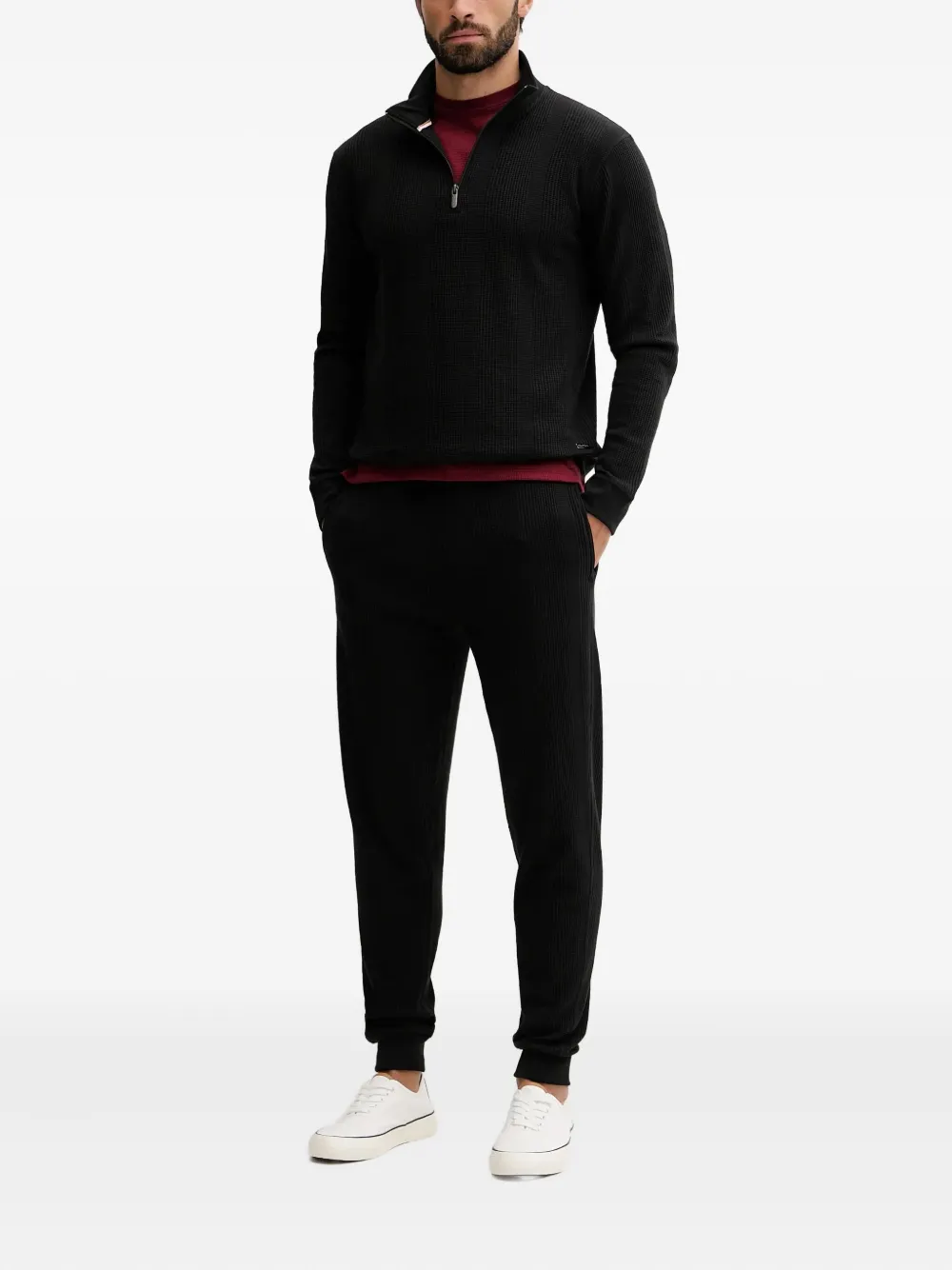 BOSS Trui met halve rits - Zwart