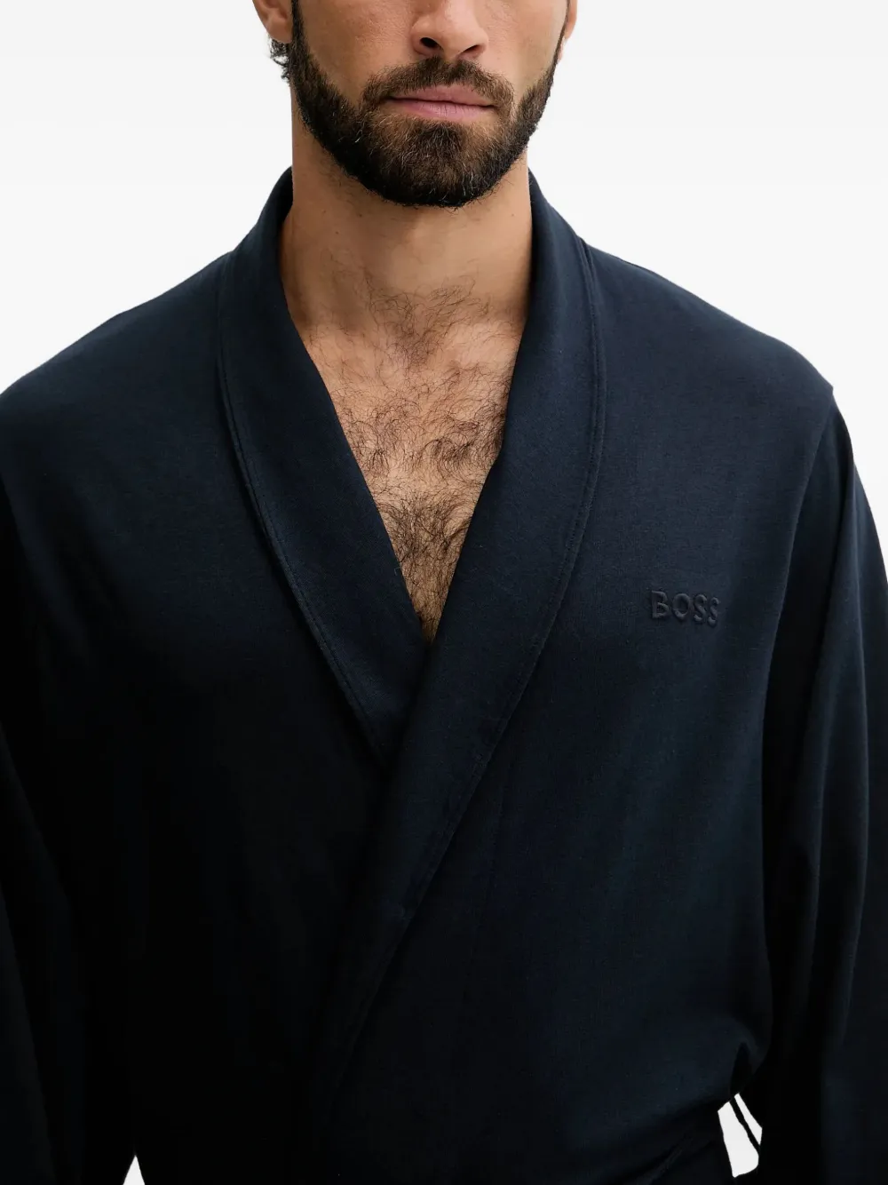 BOSS BM badjas met ceintuur en zak Blauw