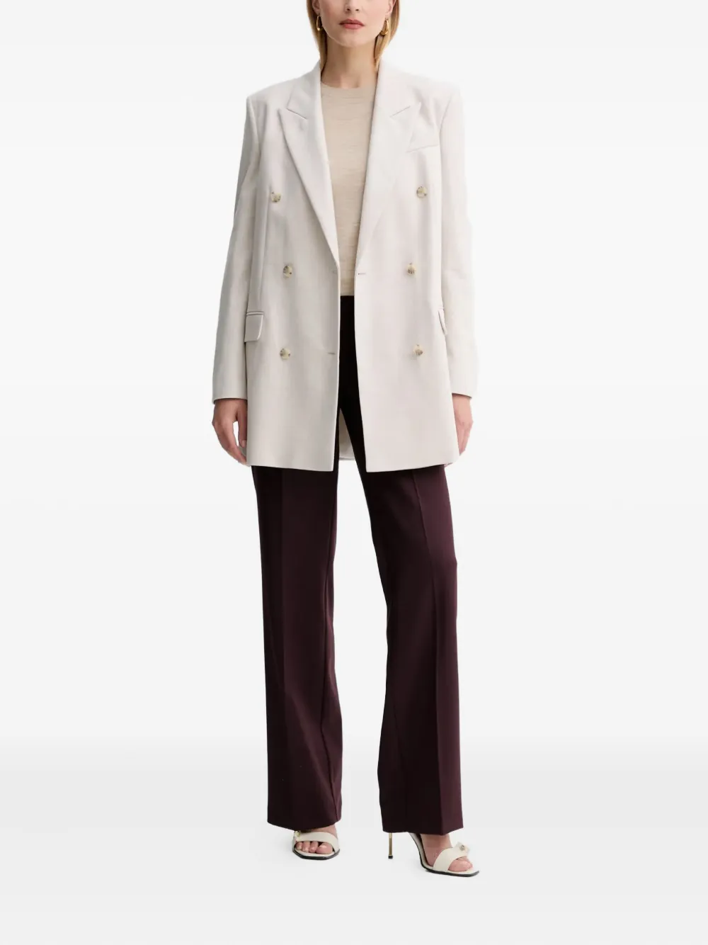 BOSS Jukana blazer met dubbele rij knopen - Beige