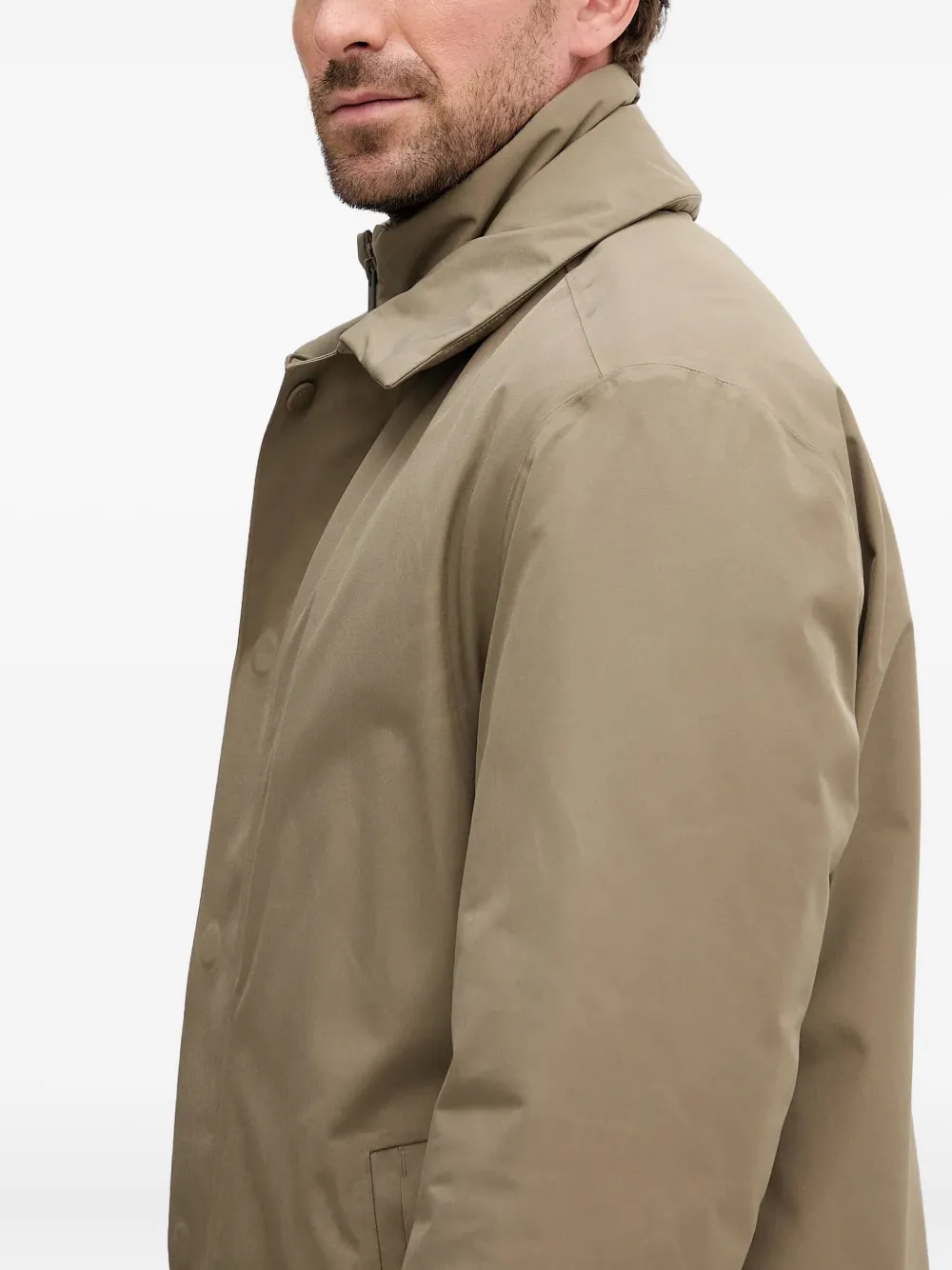 Hugo Boss Layered Coat In Green