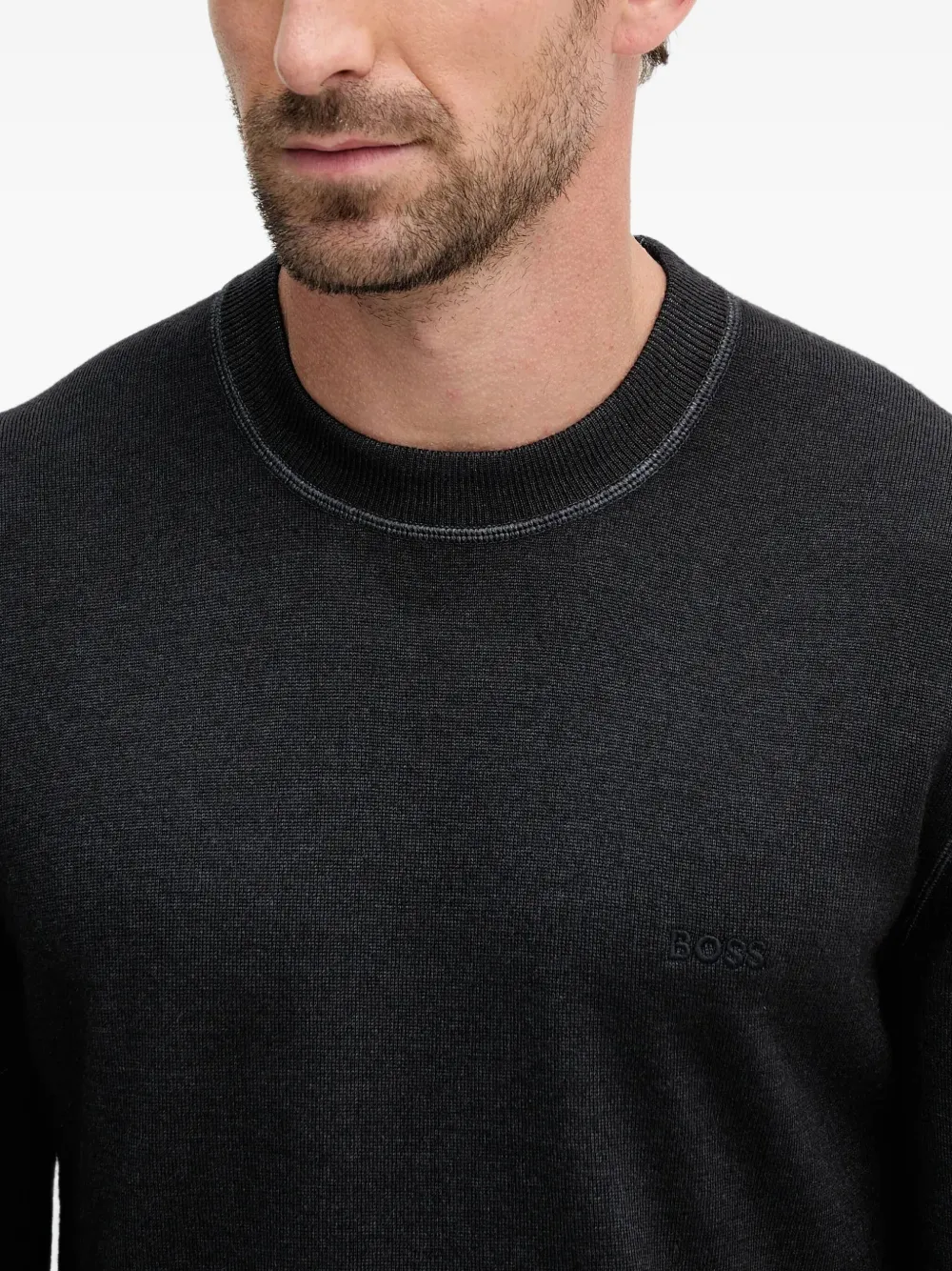 BOSS Trui met ronde hals Zwart