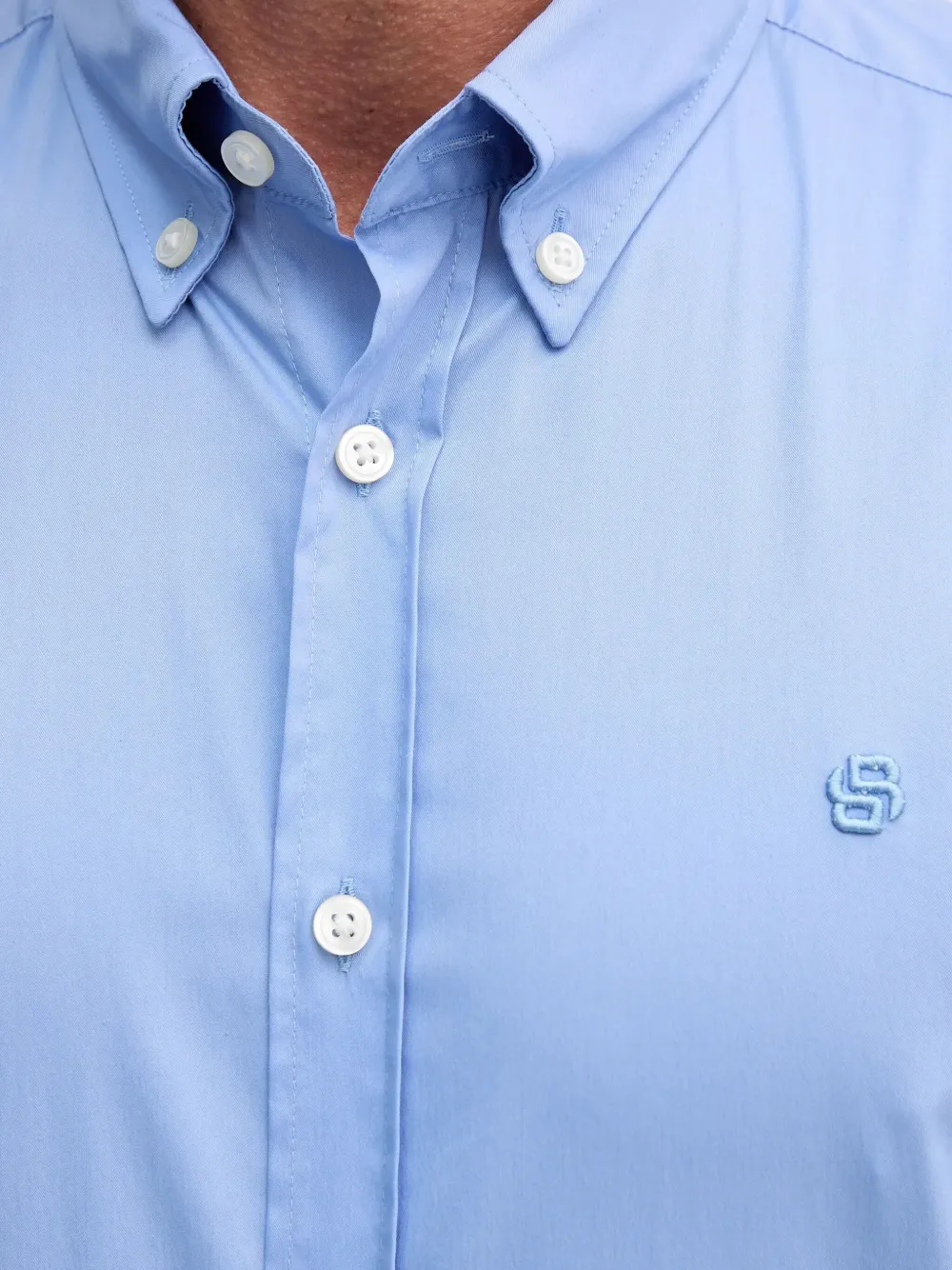 BOSS Overhemd met logodetail en knopen Blauw