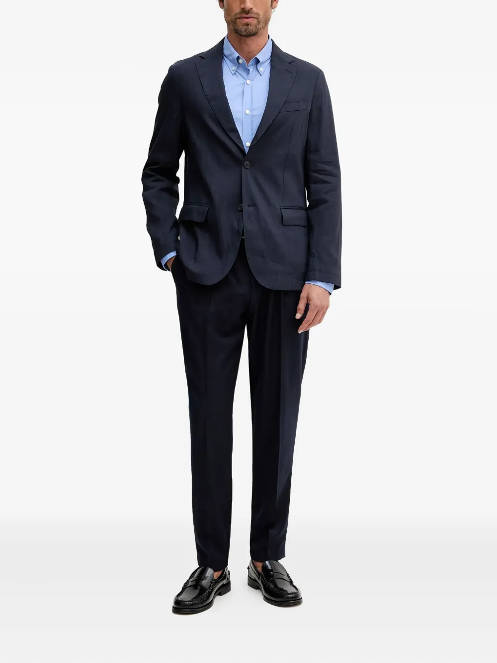 BOSS buttoned logo-detail shirt - Blauw