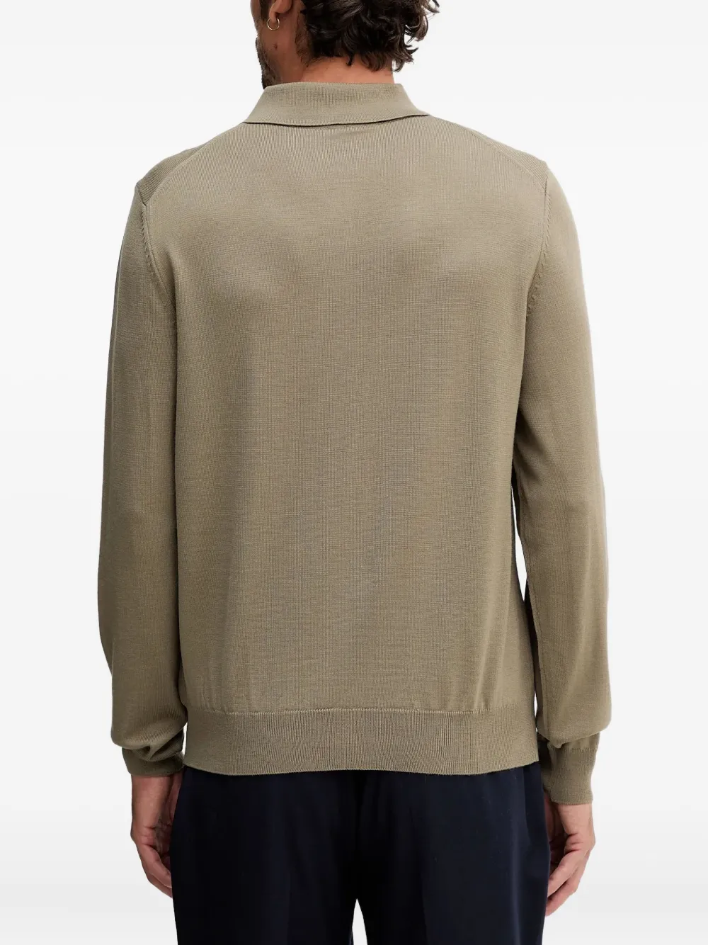 BOSS Poloshirt met knoop en lange mouwen Groen