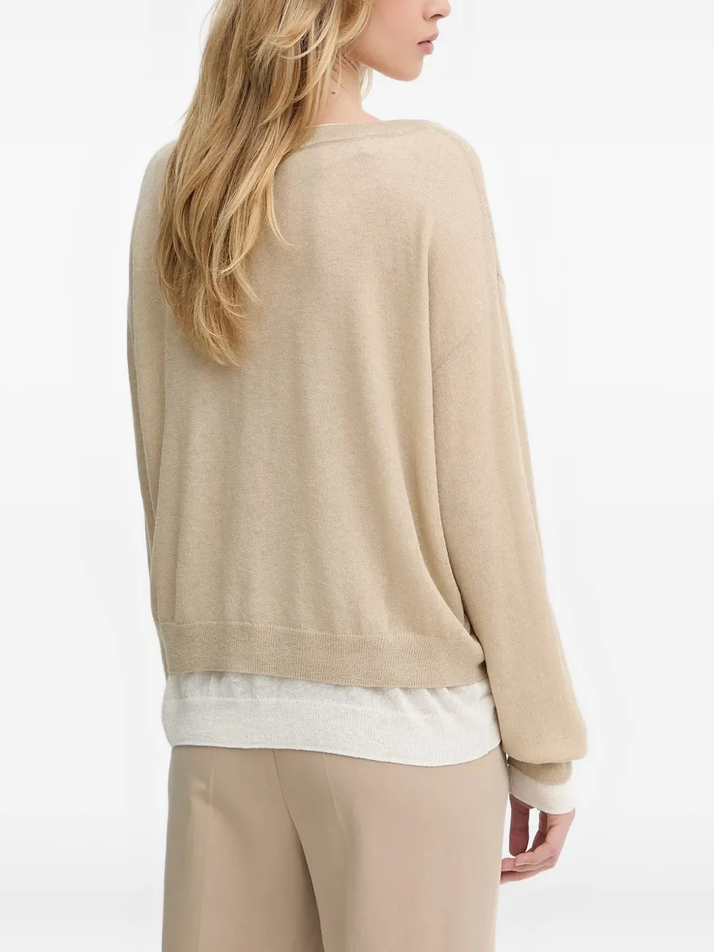 BOSS Top met ronde hals Beige