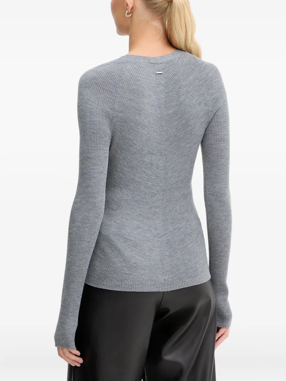 Hugo Boss Friva Ribbed Long-sleeve Cardigan In Gray